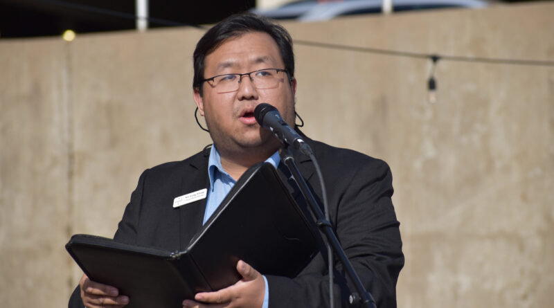 Yee Leng Xiong, chair of the Marathon County Diversity Commission, speaks at a town hall meeting on the county's proposed "Community for All" resolution