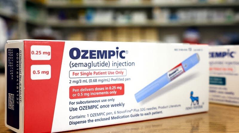 In this photo, boxes of the diabetes drug Ozempic sit on a pharmacy counter. - Image: Mario Tama / Staff (Getty Images)